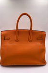 HERMES Birkin 35 Clemence Leather Orange Palladium hardware