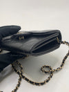 CHANEL Black Caviar Mini Clutch Wallet Crossbody Bag Champagne Light Gold Hardware