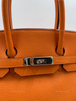 HERMES Birkin 35 Clemence Leather Orange Palladium hardware