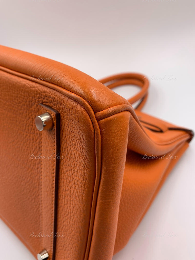 HERMES Birkin 35 Clemence Leather Orange Palladium hardware