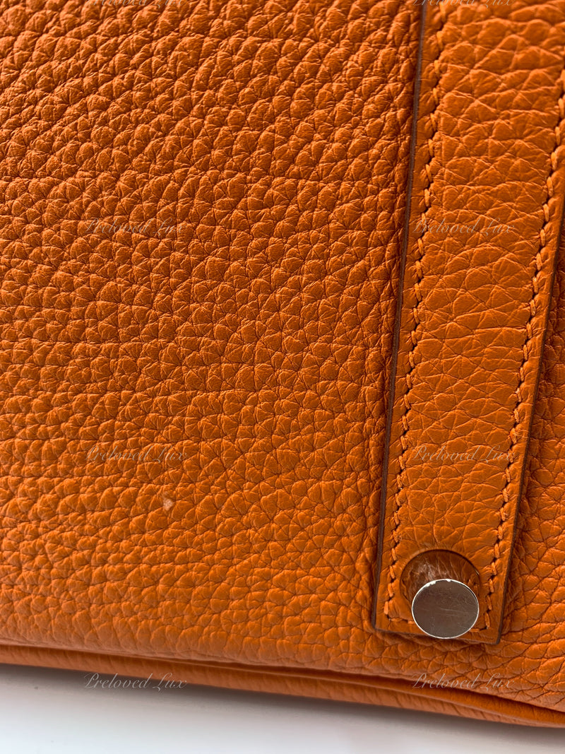 HERMES Birkin 35 Clemence Leather Orange Palladium hardware