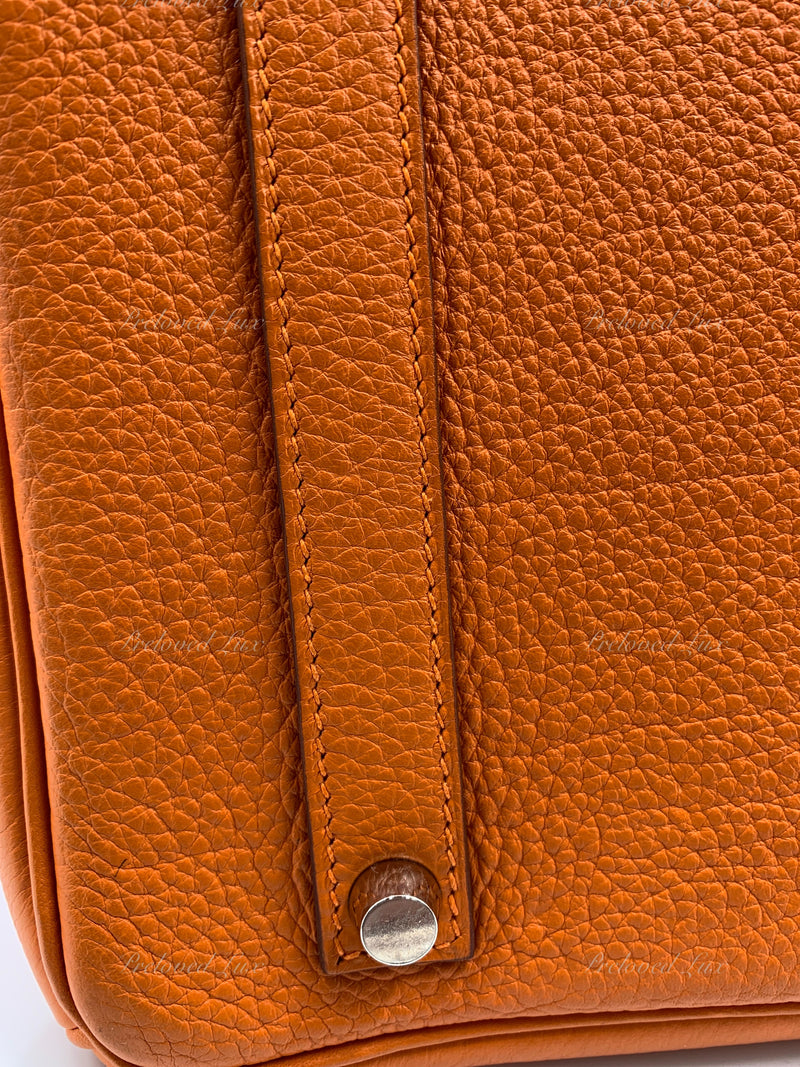 HERMES Birkin 35 Clemence Leather Orange Palladium hardware