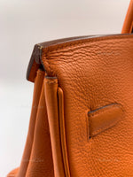 HERMES Birkin 35 Clemence Leather Orange Palladium hardware