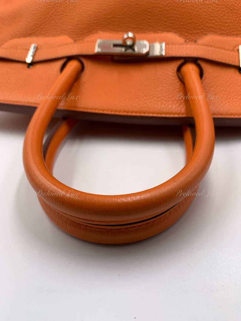 HERMES Birkin 35 Clemence Leather Orange Palladium hardware