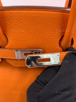 HERMES Birkin 35 Clemence Leather Orange Palladium hardware