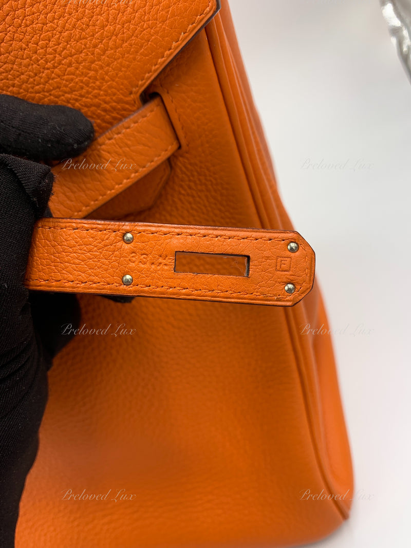 HERMES Birkin 35 Clemence Leather Orange Palladium hardware