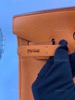 HERMES Birkin 35 Clemence Leather Orange Palladium hardware