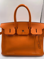 HERMES Birkin 35 Clemence Leather Orange Palladium hardware