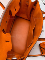 HERMES Birkin 35 Clemence Leather Orange Palladium hardware