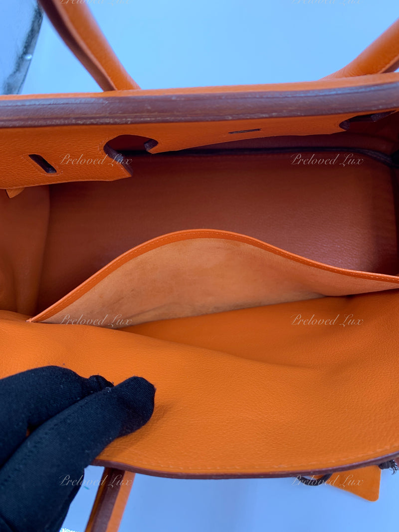 HERMES Birkin 35 Clemence Leather Orange Palladium hardware