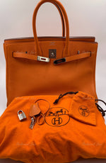 HERMES Birkin 35 Clemence Leather Orange Palladium hardware