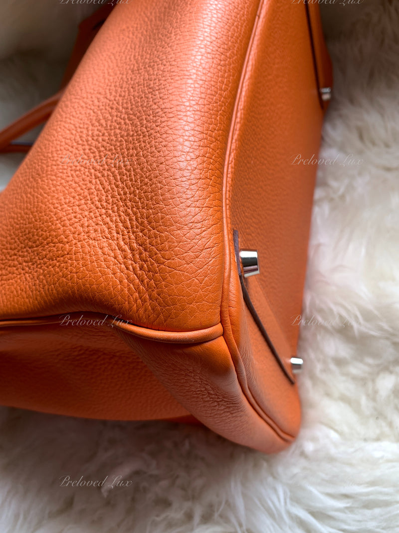 HERMES Birkin 35 Clemence Leather Orange Palladium hardware