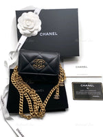 Sold-CHANEL Black Lambskin Mini Clutch Wallet Crossbody Bag Gold Hardware