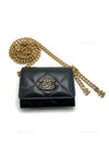 Sold-CHANEL Black Lambskin Mini Clutch Wallet Crossbody Bag Gold Hardware