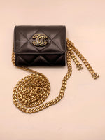 Sold-CHANEL Black Lambskin Mini Clutch Wallet Crossbody Bag Gold Hardware