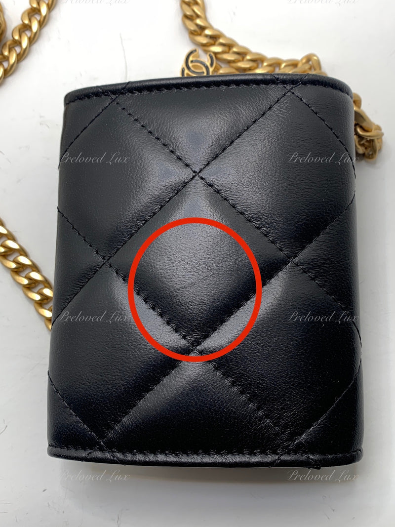 Sold-CHANEL Black Lambskin Mini Clutch Wallet Crossbody Bag Gold Hardware