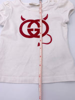 Kids - Gucci Children Short Sleeves Top White with Logo Size 6/9 months