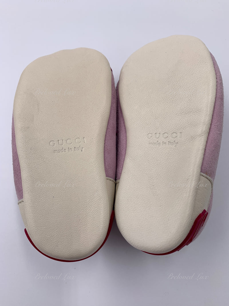 Kids - Gucci Baby Pink Logo Shoes Size EU 16 US 0-1