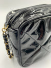 Sold-CHANEL Patent Leather Black Mini Camera Bag with Tassel