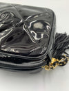 Sold-CHANEL Patent Leather Black Mini Camera Bag with Tassel