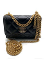 Sold-CHANEL Black Lambskin Mini Clutch Pending CC  Wallet-on-the-Chain Crossbody Bag Gold Hardware