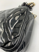 Sold-CHANEL Patent Leather Black Mini Camera Bag with Tassel