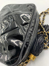 Sold-CHANEL Patent Leather Black Mini Camera Bag with Tassel