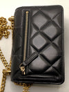 Sold-CHANEL Black Lambskin Mini Clutch Pending CC  Wallet-on-the-Chain Crossbody Bag Gold Hardware