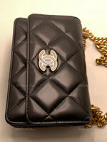 Sold-CHANEL Black Lambskin Mini Clutch Pending CC  Wallet-on-the-Chain Crossbody Bag Gold Hardware