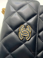 Sold-CHANEL Black Lambskin Mini Clutch Pending CC  Wallet-on-the-Chain Crossbody Bag Gold Hardware