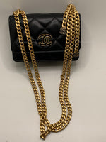 Sold-CHANEL Black Lambskin Mini Clutch Pending CC  Wallet-on-the-Chain Crossbody Bag Gold Hardware