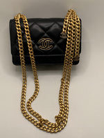 Sold-CHANEL Black Lambskin Mini Clutch Pending CC  Wallet-on-the-Chain Crossbody Bag Gold Hardware