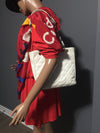 Sold-CHANEL Caviar Quilted Petite Shopping Tote White PST