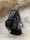 Sold-CHANEL Patent Leather Black Mini Camera Bag with Tassel