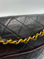 Sold-CHANEL Classic Lambskin Double Chain Double Flap Bag black/gold