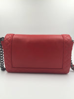 CHANEL Lambskin Medium Boy Reverso Flap Red with aged silver hardware