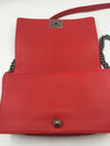 CHANEL Lambskin Medium Boy Reverso Flap Red with aged silver hardware