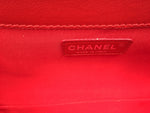 CHANEL Lambskin Medium Boy Reverso Flap Red with aged silver hardware