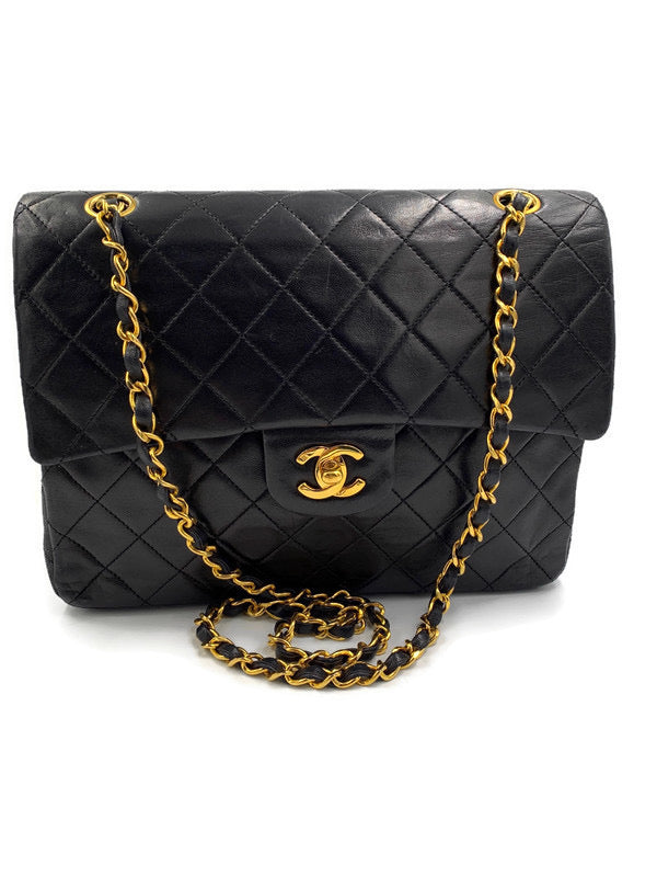 Sold-CHANEL Classic Lambskin Double Chain Double Flap Bag black/gold