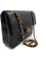 Sold-CHANEL Classic Lambskin Double Chain Double Flap Bag black/gold