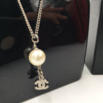 Sold-CHANEL CC Rhinestones Necklace with Pearl