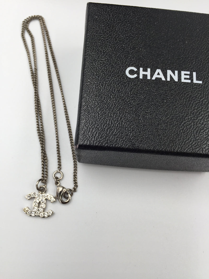 Sold-CHANEL CC Rhinestones Necklace