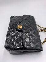 CHANEL Classic Mini Square Black Shoulder Bag Crossbody - Gold Hardware Patent Leather