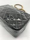 CHANEL Classic Mini Square Black Shoulder Bag Crossbody - Gold Hardware Patent Leather