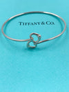 Sold-Tiffany 
Co Silver 925 Elsa Peretti Double Open Heart Bangle Bracelet