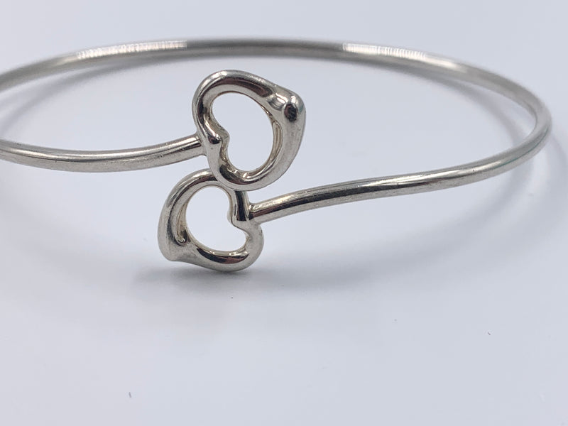 Sold-Tiffany 
Co Silver 925 Elsa Peretti Double Open Heart Bangle Bracelet