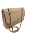 Sold-CHANEL Paris Lambskin Double Chain Double Flap Bag Beige/gold