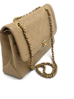 Sold-CHANEL Paris Lambskin Double Chain Double Flap Bag Beige/gold