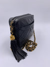 CHANEL Lambskin Black Camera Bag with Tassel