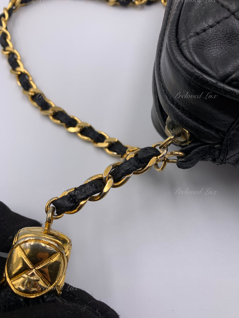 CHANEL Lambskin Black Camera Bag with Tassel